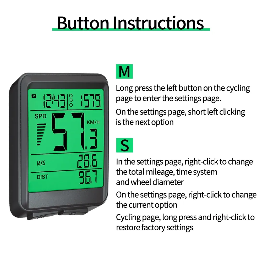 Bikevee BKV-1517 draadloze fietscomputer met IPX7