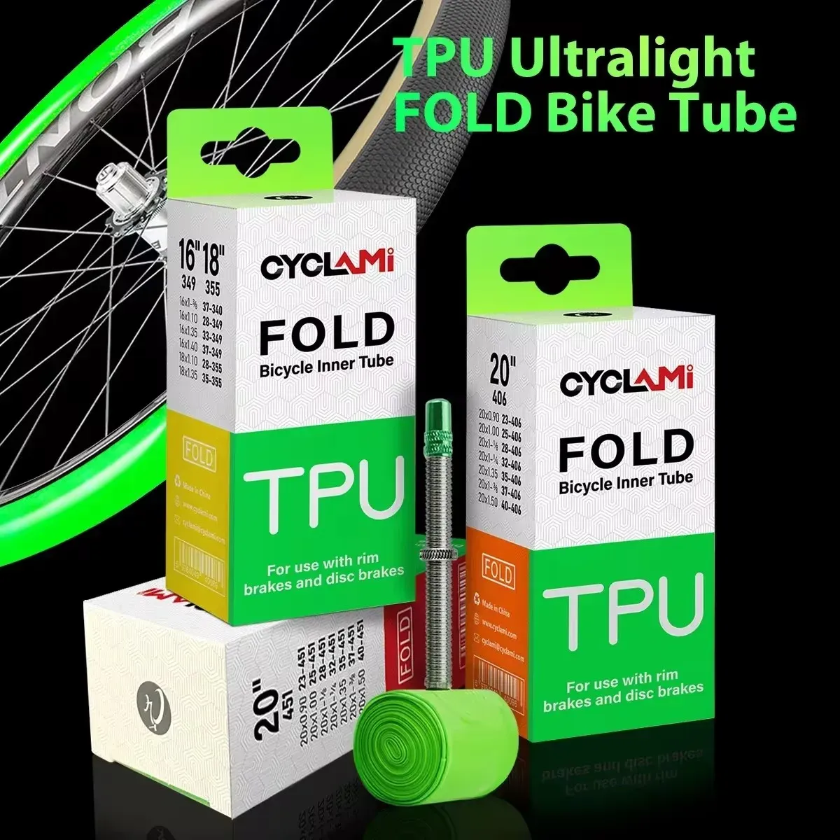 CYCLAMI ultralichte TPU binnenband voor vouwfietsen