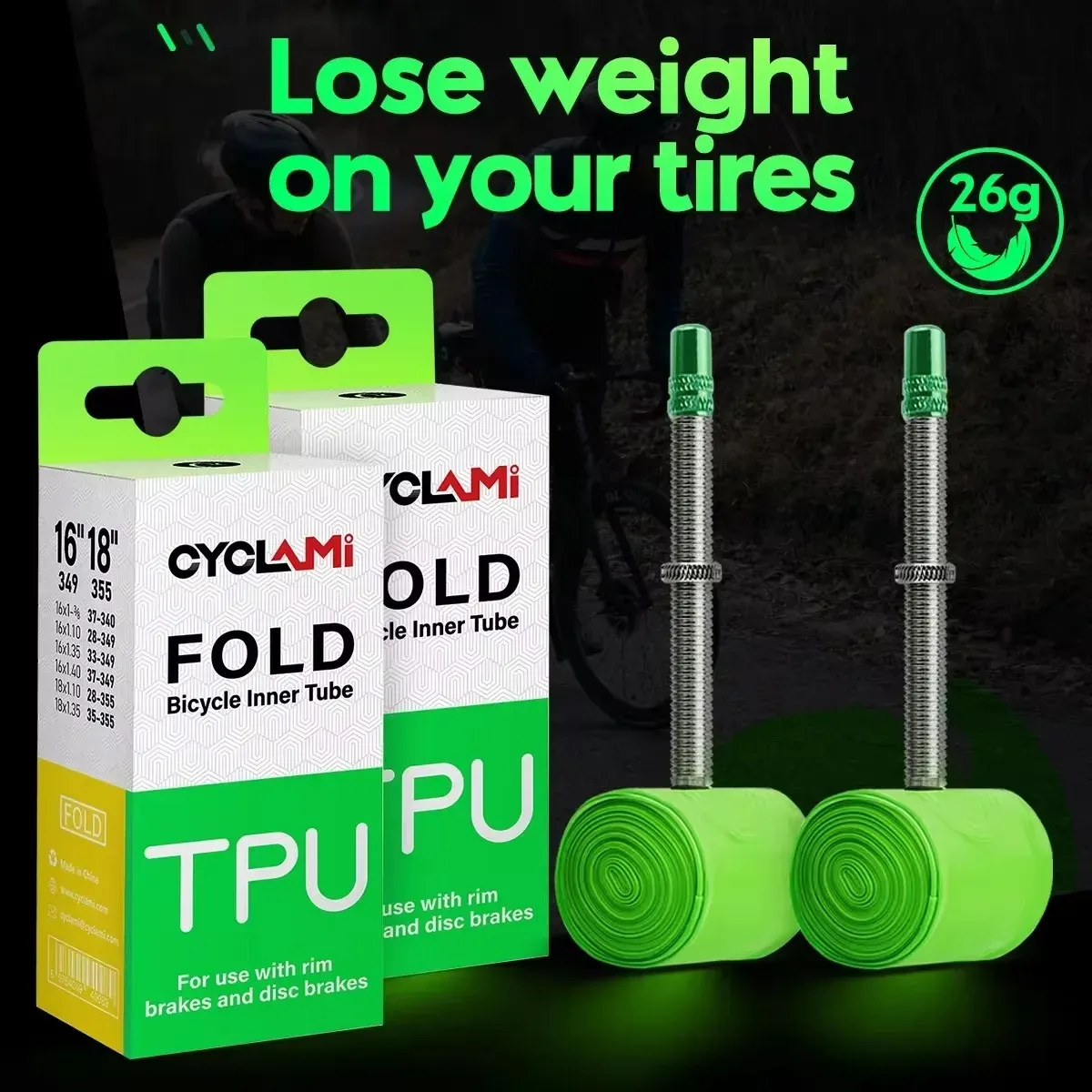CYCLAMI ultralichte TPU binnenband voor vouwfietsen