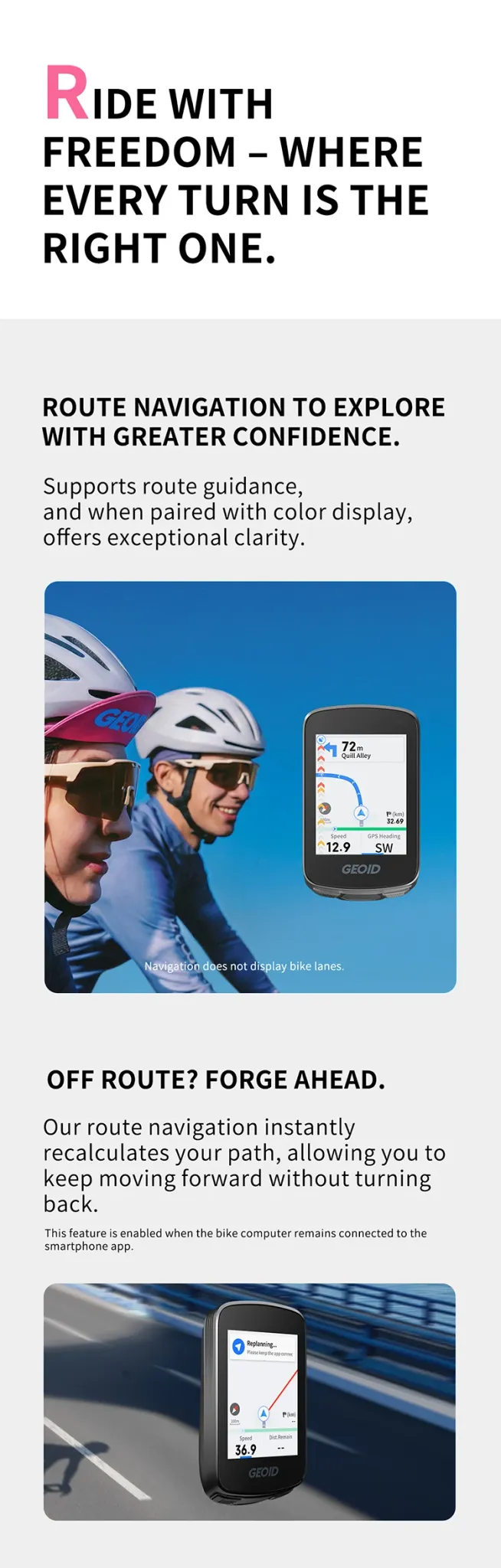 GEOID CC700 GPS-fietscomputer met kleurenscherm
