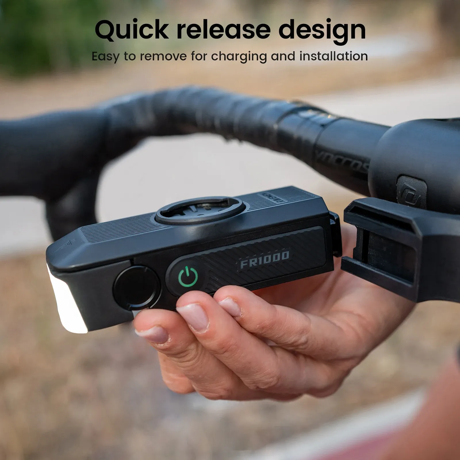 RAVEMEN FR1000 fietslamp met Garmin-houder en powerbankfunctie