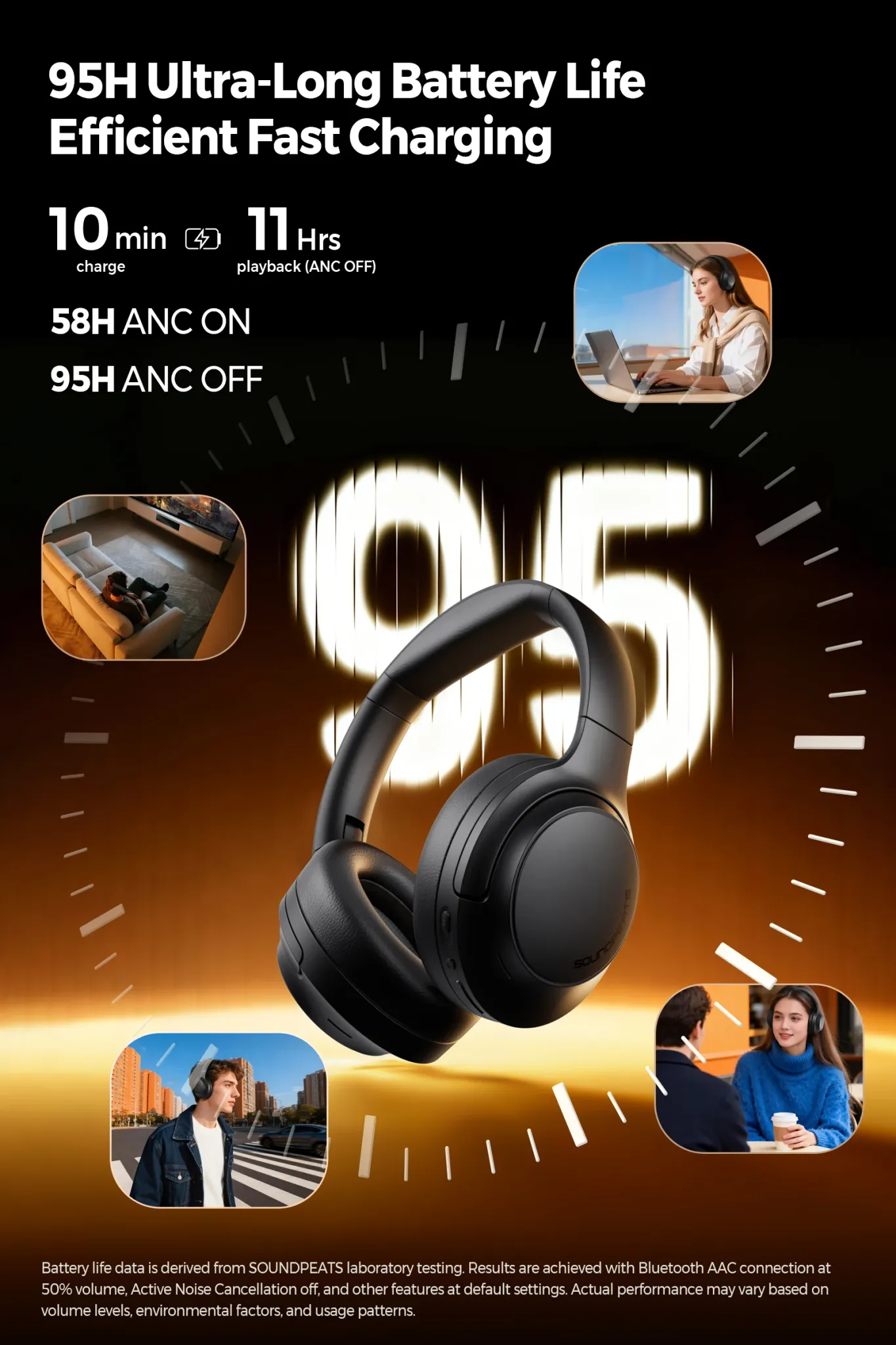 SoundPEATS Cove Pro ANC-koptelefoon met LDAC en 95 uur speeltijd