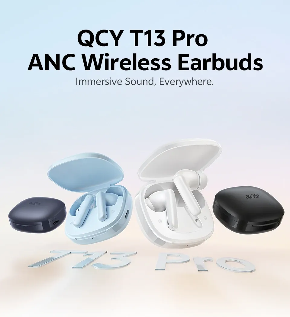 QCY T13 Pro draadloze ANC-oordopjes met 13 mm drivers