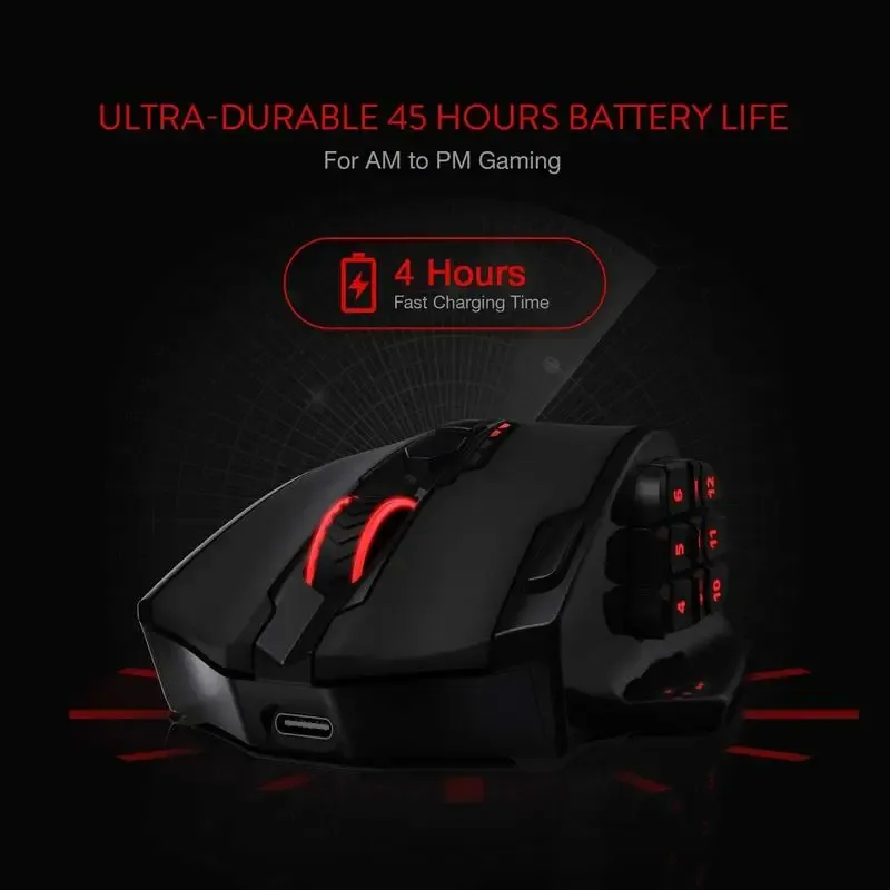 Redragon M913 MMO-gamingmuis met 16 knoppen en draadloze tri-mode