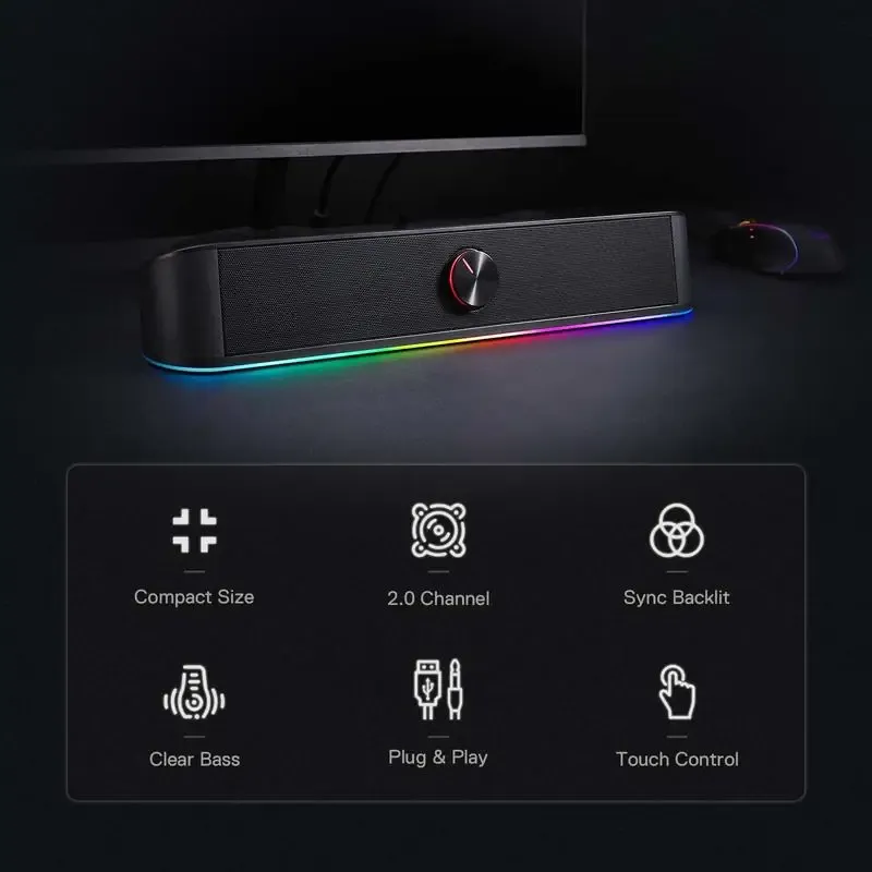 Redragon Adiemus RGB desktop soundbar met USB-aansluiting