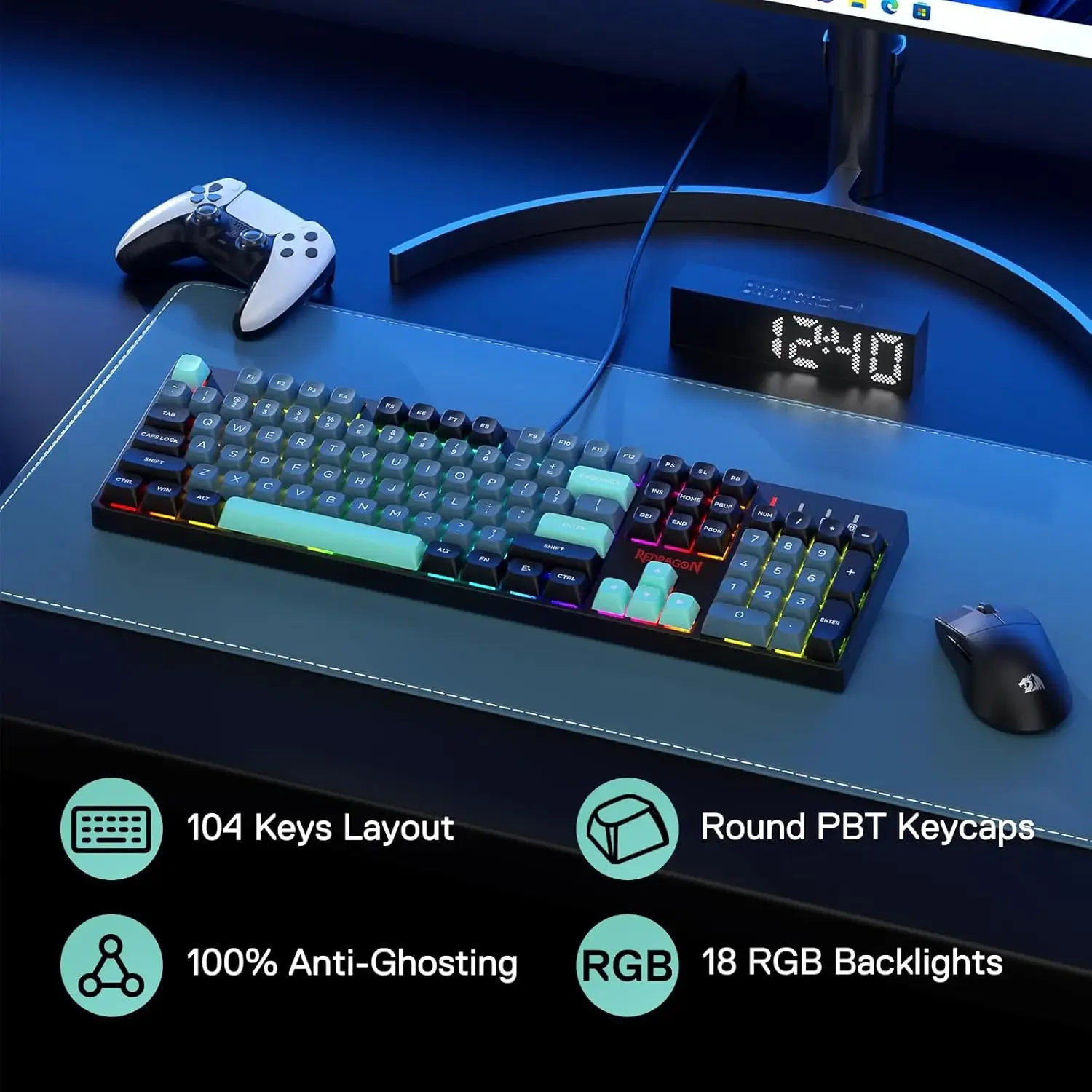 REDRAGON K582 SE mechanisch RGB-toetsenbord met 104 toetsen