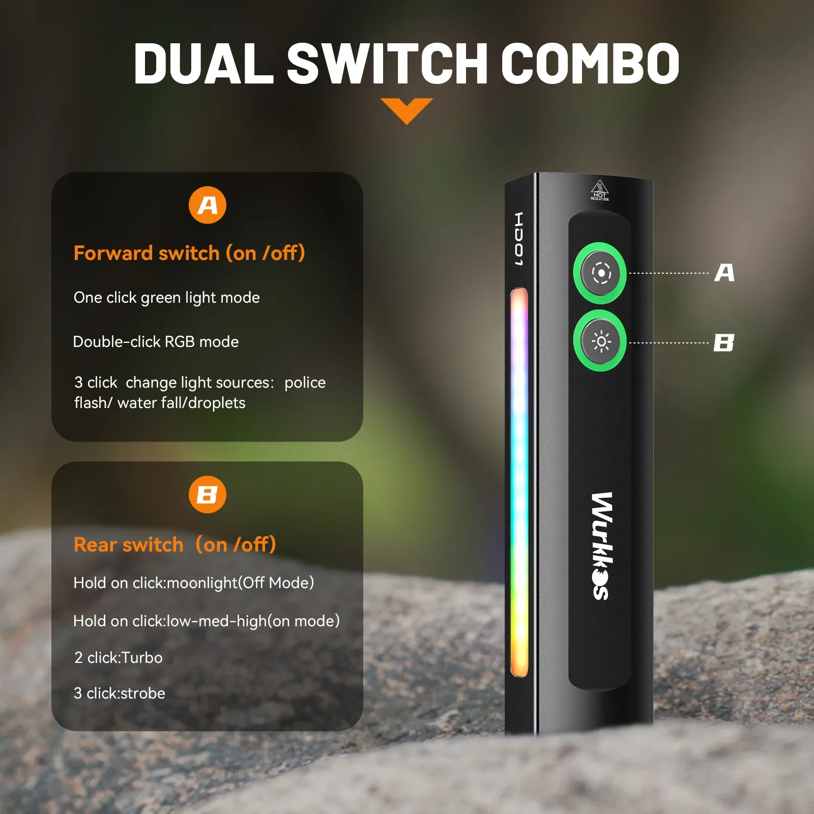 Wurkkos HD01 multifunctionele EDC-zaklamp met groen licht en RGB